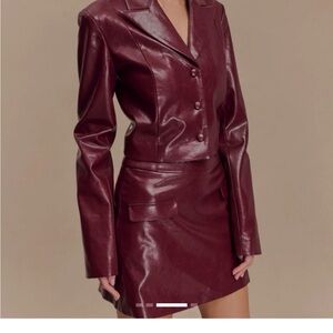 Meshki Deep Burgundy Blazer and Skirt Set